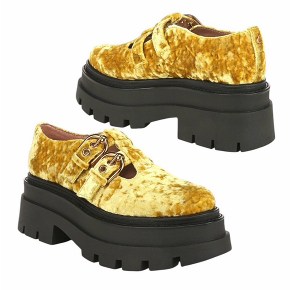 Mustard Yellow Velvet Mary Jane’s Circus By Sam Edelman Size 11 NEW WITHOUT BOX - Picture 2 of 3